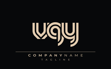 VQY Creative Unique Modern Letter Logo Design. Stylized logo featuring a unique letter design, presenting abstract minimalist aesthetics and modern appeal.