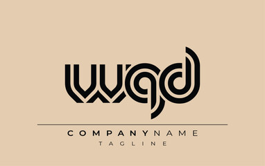 WQD Creative Unique Modern Letter Logo Design. Stylized logo featuring a unique letter design, presenting abstract minimalist aesthetics and modern appeal.