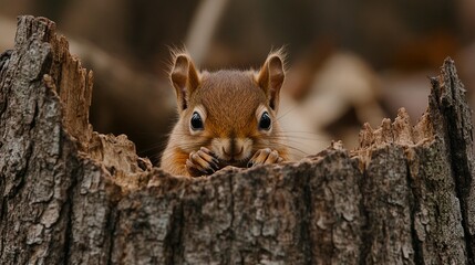 Fototapeta premium Squirrel in Tree Stump