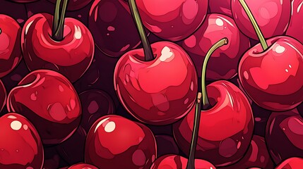 Juicy Red Cherries Closeup. (1)