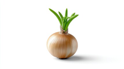 Realistic Onion on Plan white Background