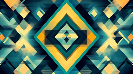 Abstract Geometric Teal Yellow Pattern.