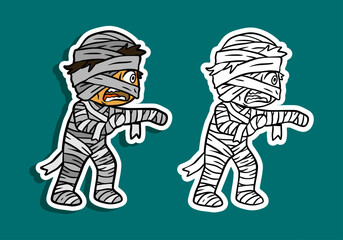 Cartoon Mummy Illustration for Halloween Stickers