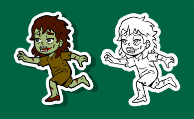 Cartoon Zombie Girl Running