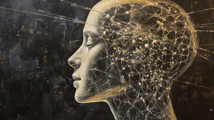 Abstract portrait of a contemplative figure.