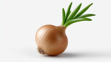 Realistic Onion on Plan white Background