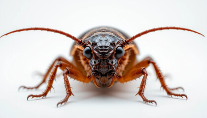 Fototapeta premium Close-up of an Earwig Insect Detailed Macro View on White Background