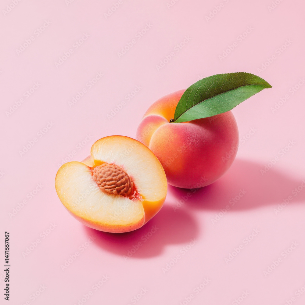 Poster peaches on a black background : generative ai