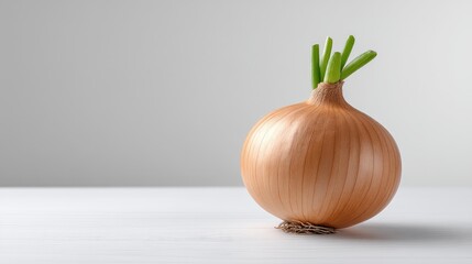 Realistic Onion on Plan white Background