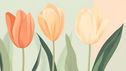 Spring Tulips with Pastel Background.