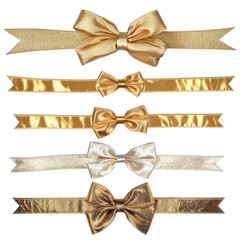 golden ribbon bow isolated on transparent background png