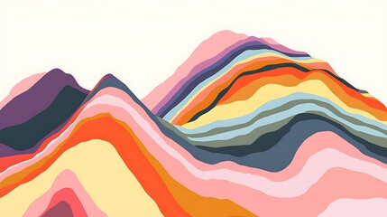 Colorful Abstract Landscape Hills.