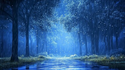 Obraz premium Rainy Night Forest Path