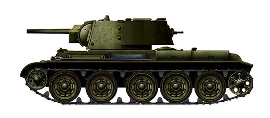 Kv-34 (Alternative tank with a hull from the T-34-85 tank and a turret with a 76mm gun from the KV-1 tank) © Tikros