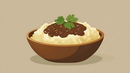 Mashed Potatoes with Gravy Bowl.