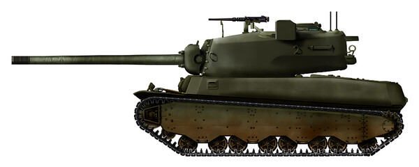An alternative tank based on the M6 ​​heavy tank hull with a turret and 105mm gun from the T29 tank © Tikros