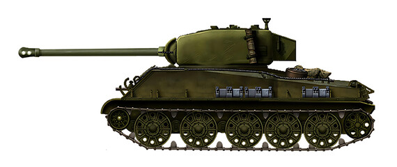 An alternative tank based on the hull of the M4A3 Sherman, the chassis of the T-34 tank, the turret and 17-pounder gun of the Churchill tank © Tikros