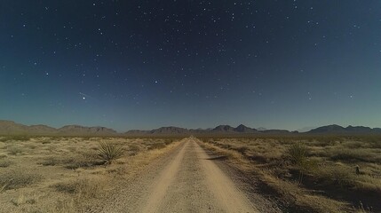 Desert Night Road, Starry Sky