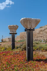 Architectural features on display at Caesarea National Park in Caesarea, Israel.
