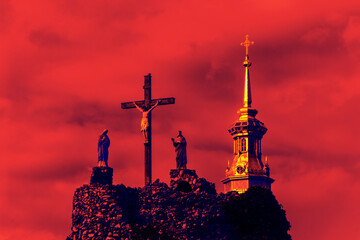 Licheń - golgota i wieża bazyliki