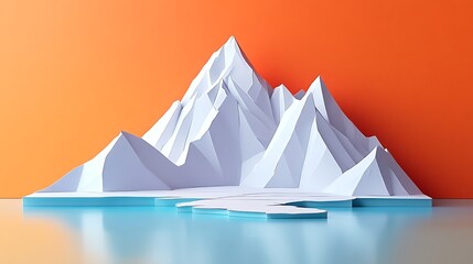 Stylized Mountain with Orange Background.