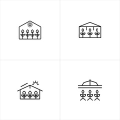 Greenhouse with Crops icon set