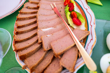 platter of homemade polish pork pate slices