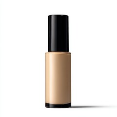 Liquid Foundation Makeup Bottle in Beige Tone on White Background Skincare Product Packaging Design