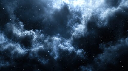A mesmerizing night sky image featuring dark blue clouds and countless twinkling stars, perfect for backgrounds or space-themed projects. : Generative AI