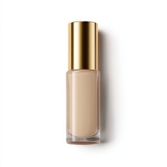 Elegant Beige Liquid Foundation in Glass Bottle with Gold Cap High Quality Makeup Product Shot