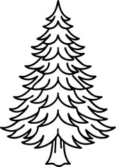 pine tree outline vector illustration line art
