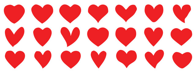 Set of love hearts with black color silhouette & Love shape, Hearts elements icon, vector illustration.