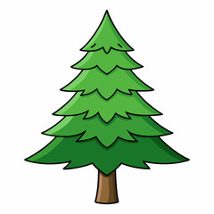 Cartoon pine tree illustration with layered green foliage