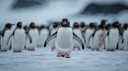 Obraz premium Gentoo Penguins on Ice.