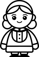 doll  line art vector icon black and white 