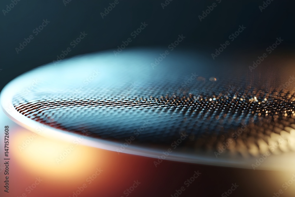 Poster sleek voice assistant interface with abstract reflections and gradients