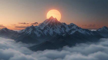Mountain sunset panorama