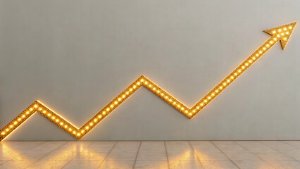 Glowing line of gold building upward from small