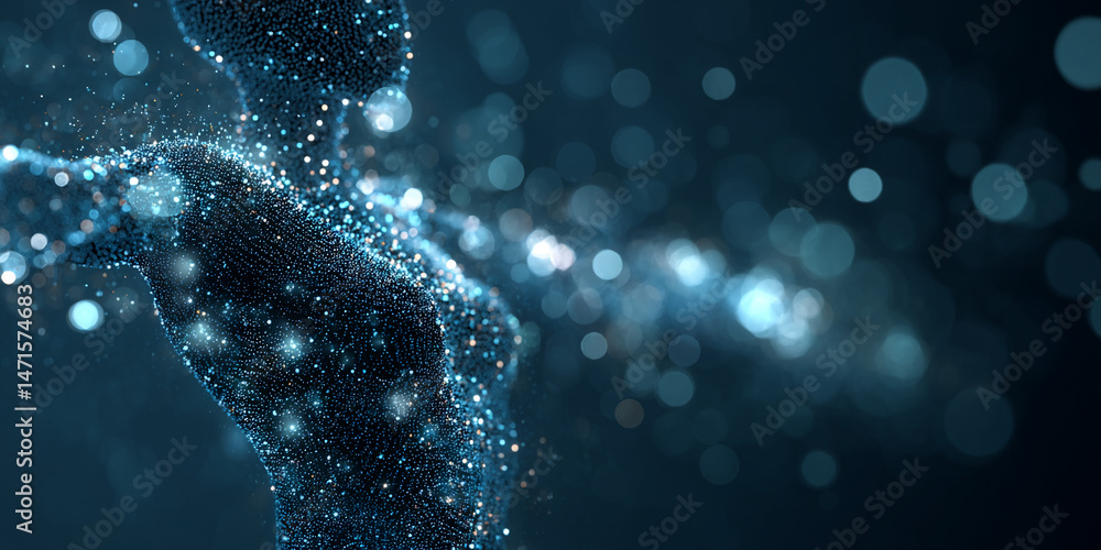 Aufkleber abstract image of blue glittering particles forming a wave-like shape, creating a dynamic and lumino