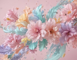 Abstract swirling pastel colors, vibrant spring blooms implied ,  serenity,  background,  green