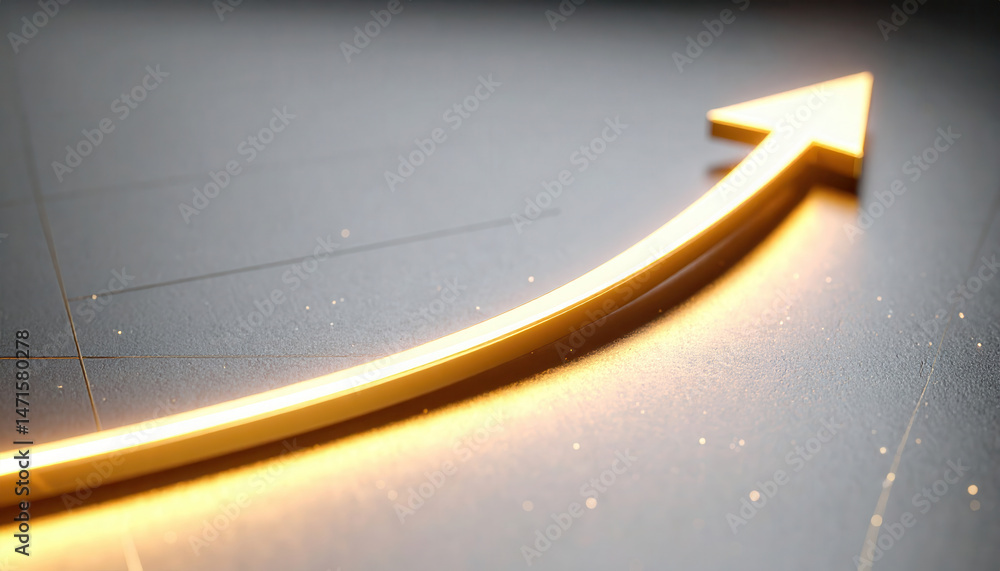 Poster glowing gold line tracing upward curve over minimalist black matte