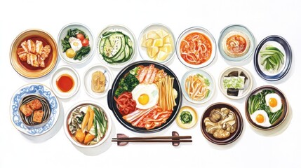 Naklejka premium Colorful Korean Food Platter