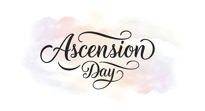Ascension Day calligraphy with watercolor background - Powered by Adobe