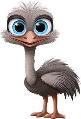 Cute Cartoon Emu – Cheerful and Playful Vector Illustration of a Smiling Emu Bird Character for Children’s Designs, Educational Materials, and Animal-Themed Projects