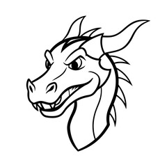 a simple close up short dragon head line art silhouette