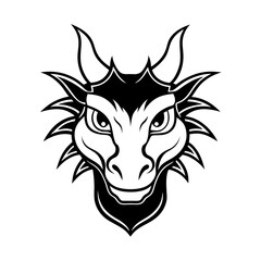 a simple close up short dragon head line art silhouette