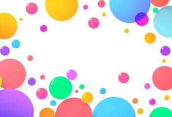 Abstract minimalist background with colorful bubbles and rounded geometric shapes on a white vector geometric backdrop, shapes, whitespace