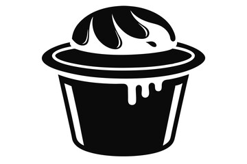Black and white shows dessert in a cup with dripping effect design