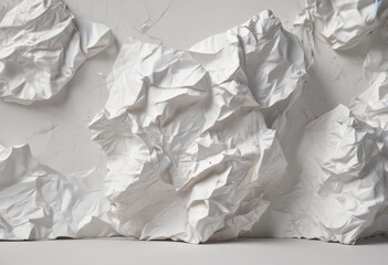 Obraz premium Close-up of crumpled white paper, showing fibrous texture, crumpled, high resolution