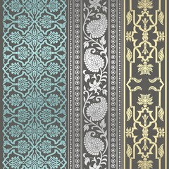 wedding card design, traditional paisley floral pattern , royal India	